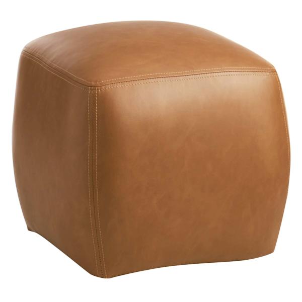 at home Beau Faux Leather Ottoman Cognac