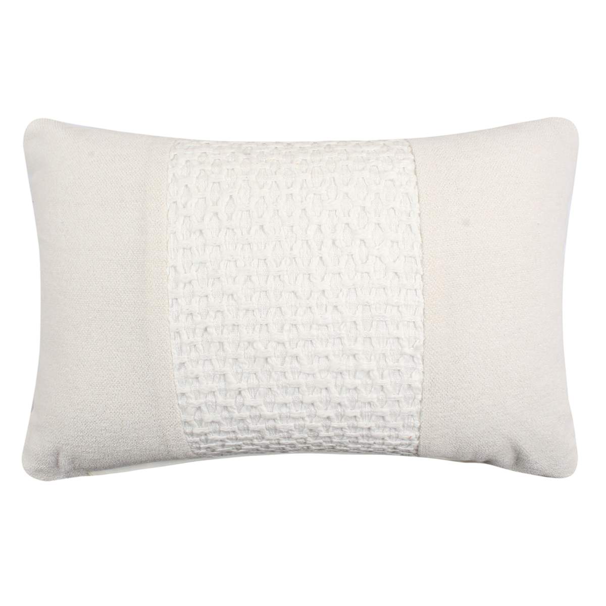 At Home Beige Woven Textured Patch Pillow 14x22