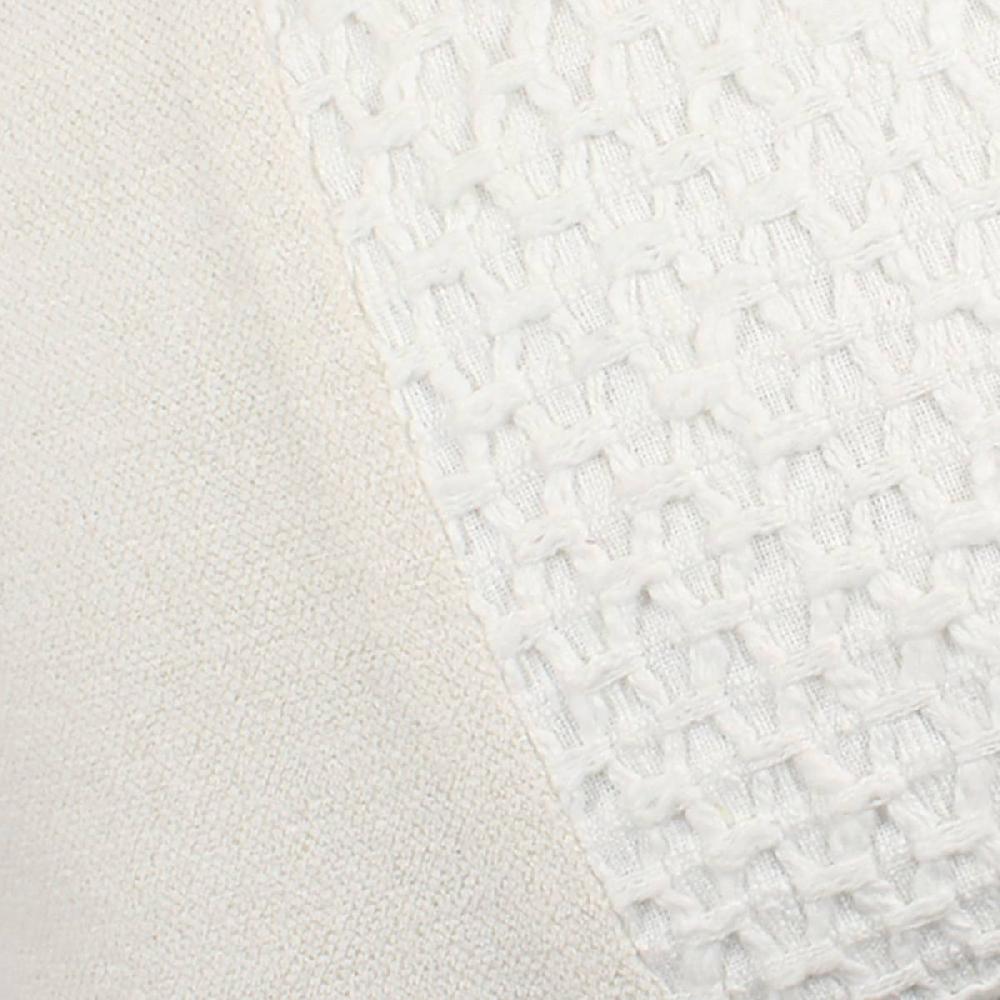 At Home Beige Woven Textured Patch Pillow 14x22