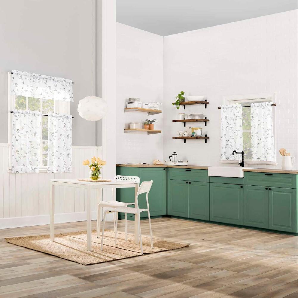 At Home Bethel White & Grey Small Curtain Valance 54"