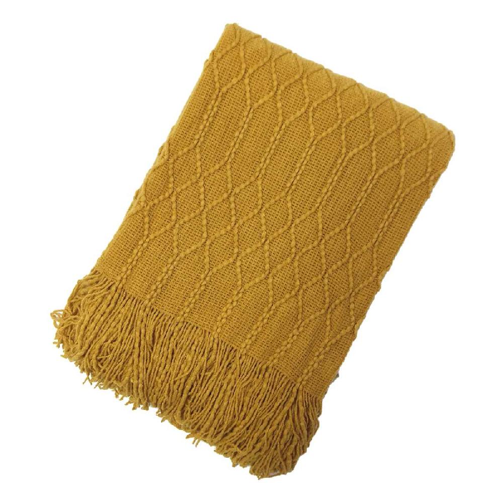 At Home Beverly Mustard Yellow Throw Blanket 50x60