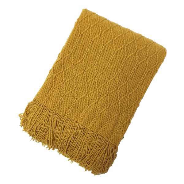 at home Beverly Mustard Yellow Throw Blanket 50x60