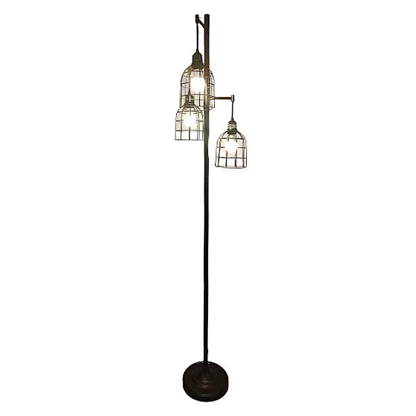at home Black 3-Light Geo Metal Floor Lamp 73"