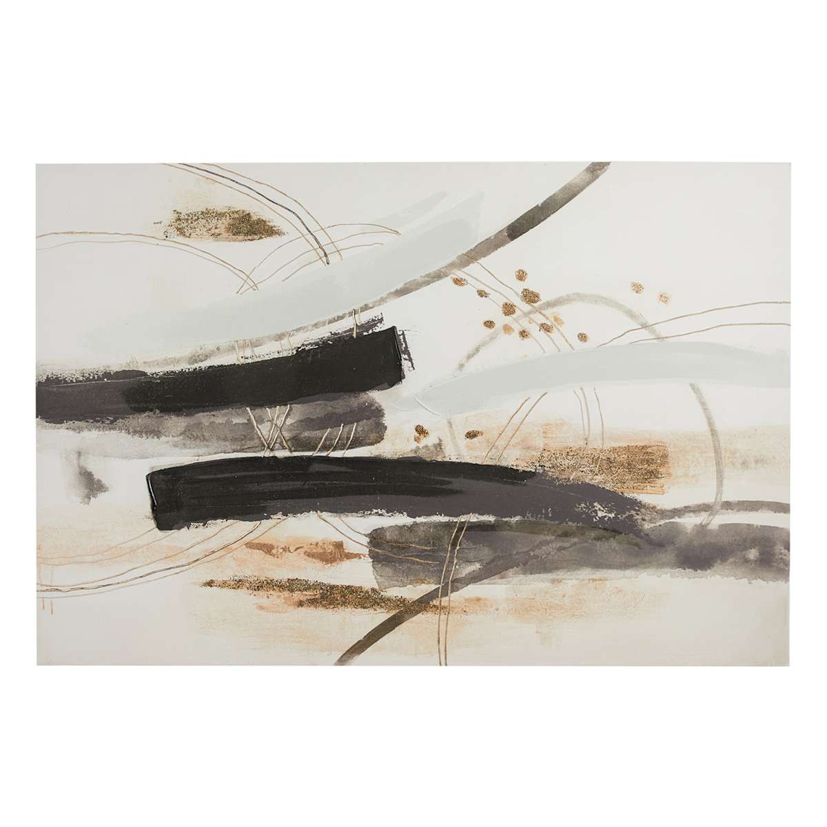 At Home Black Abstract Canvas Wall Art 40x60