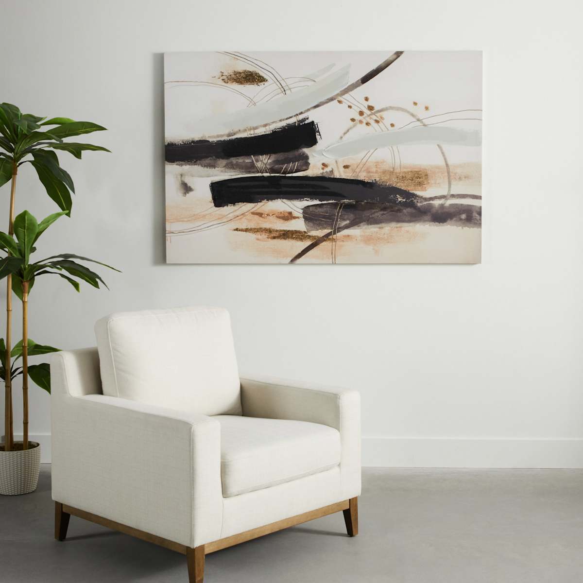 At Home Black Abstract Canvas Wall Art 40x60