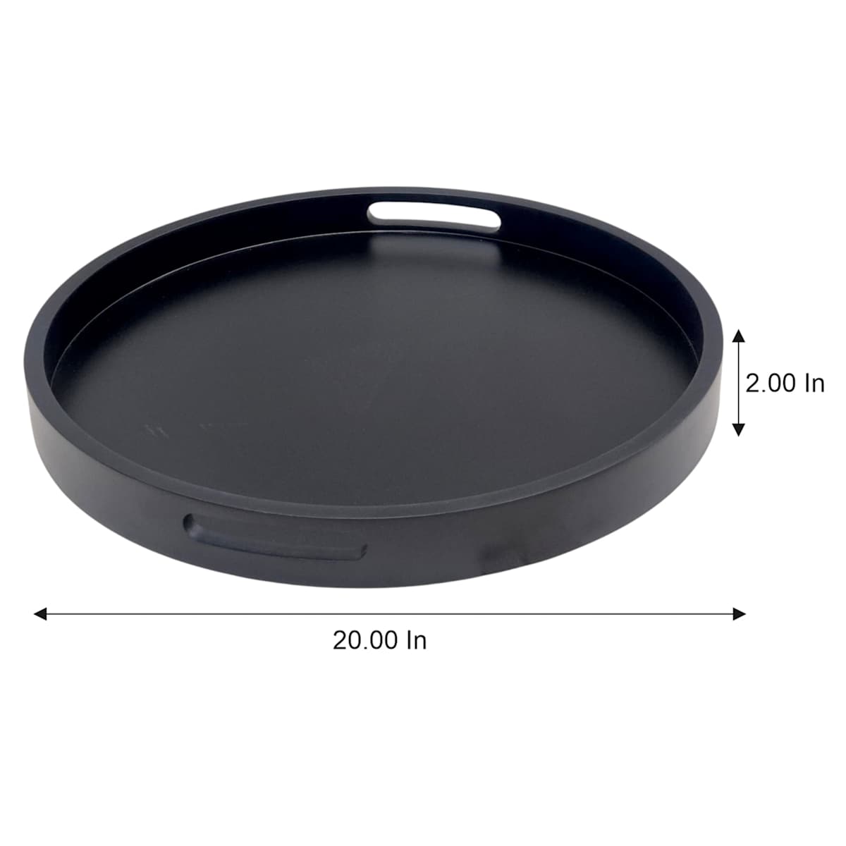At Home Black Acacia Wood Round Tray 20"