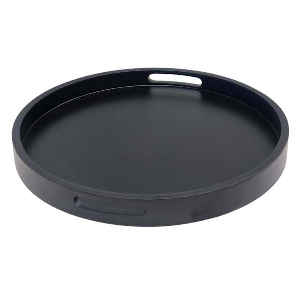 at home Black Acacia Wood Round Tray 20"