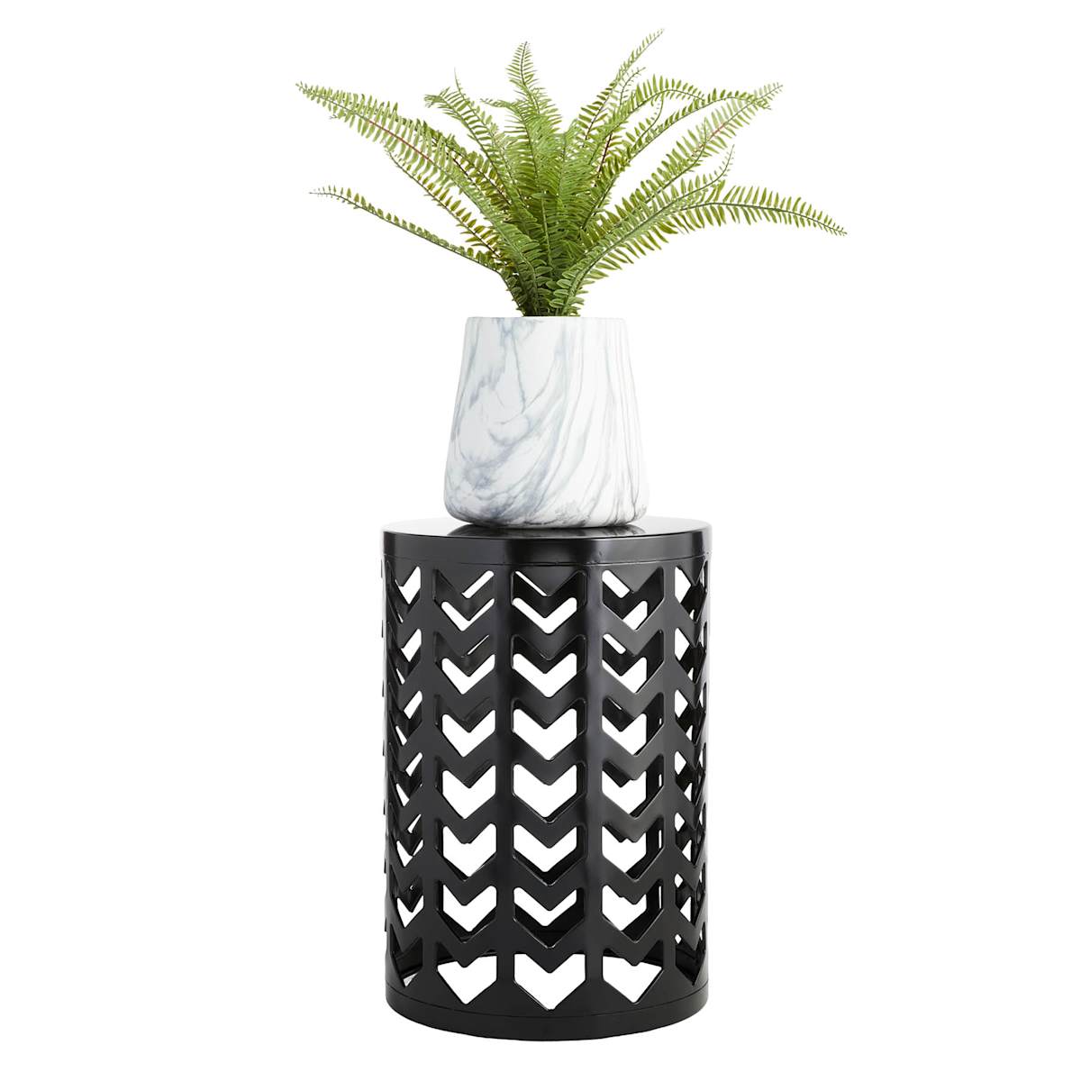 At Home Black Chevron Metal Plant Stand 20"