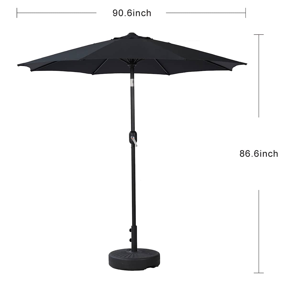 At Home Black Crank & Tilt Round Patio Umbrella 7.5'