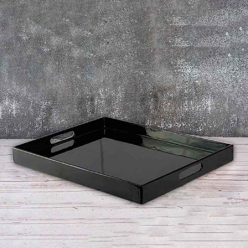 At Home Black Enameled Tray 19x14