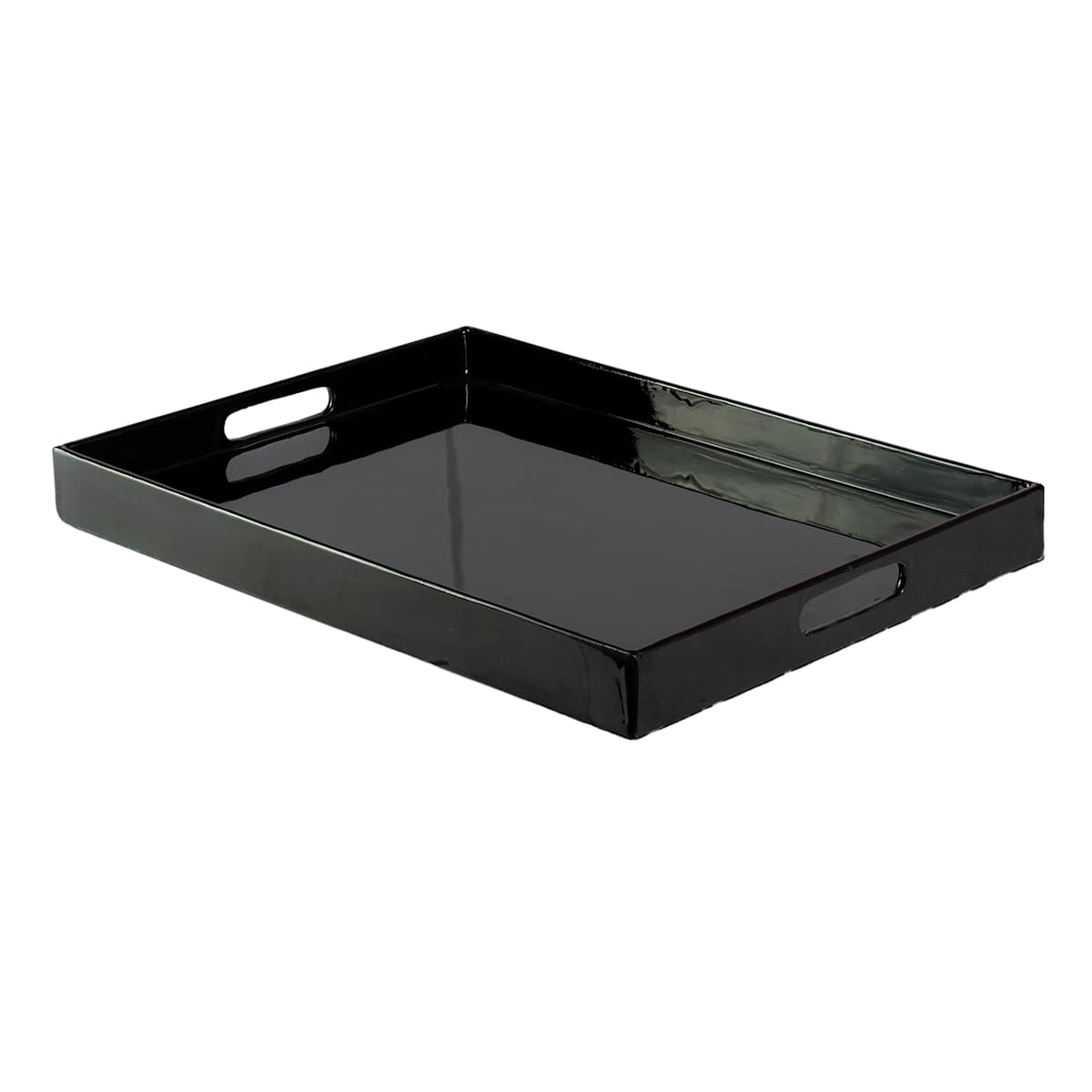 At Home Black Enameled Tray 19x14