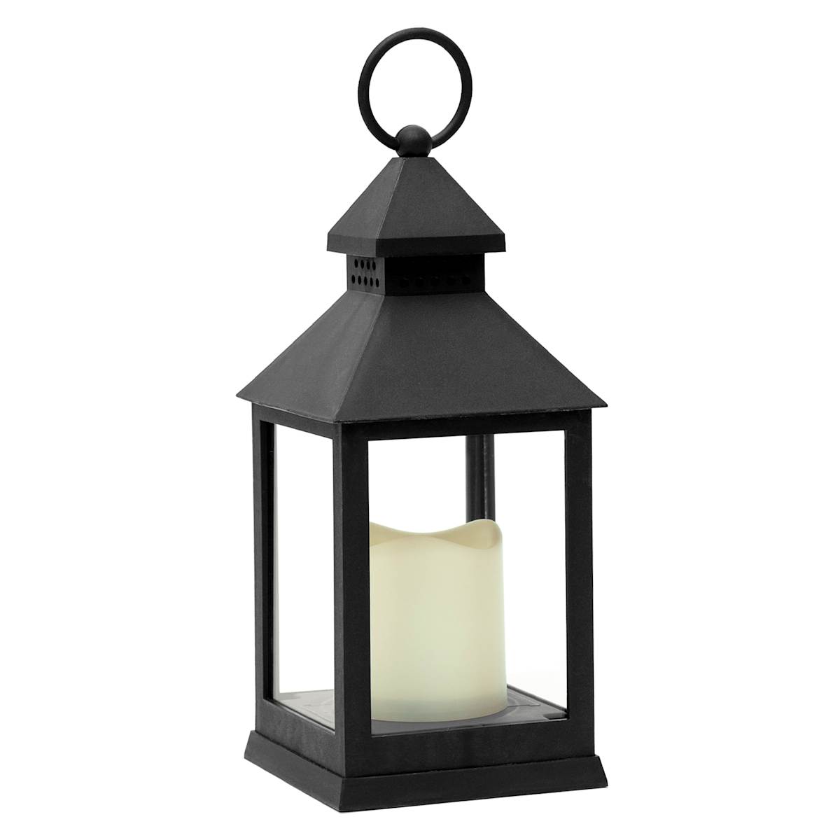 At Home Black LED Lantern 9.5"