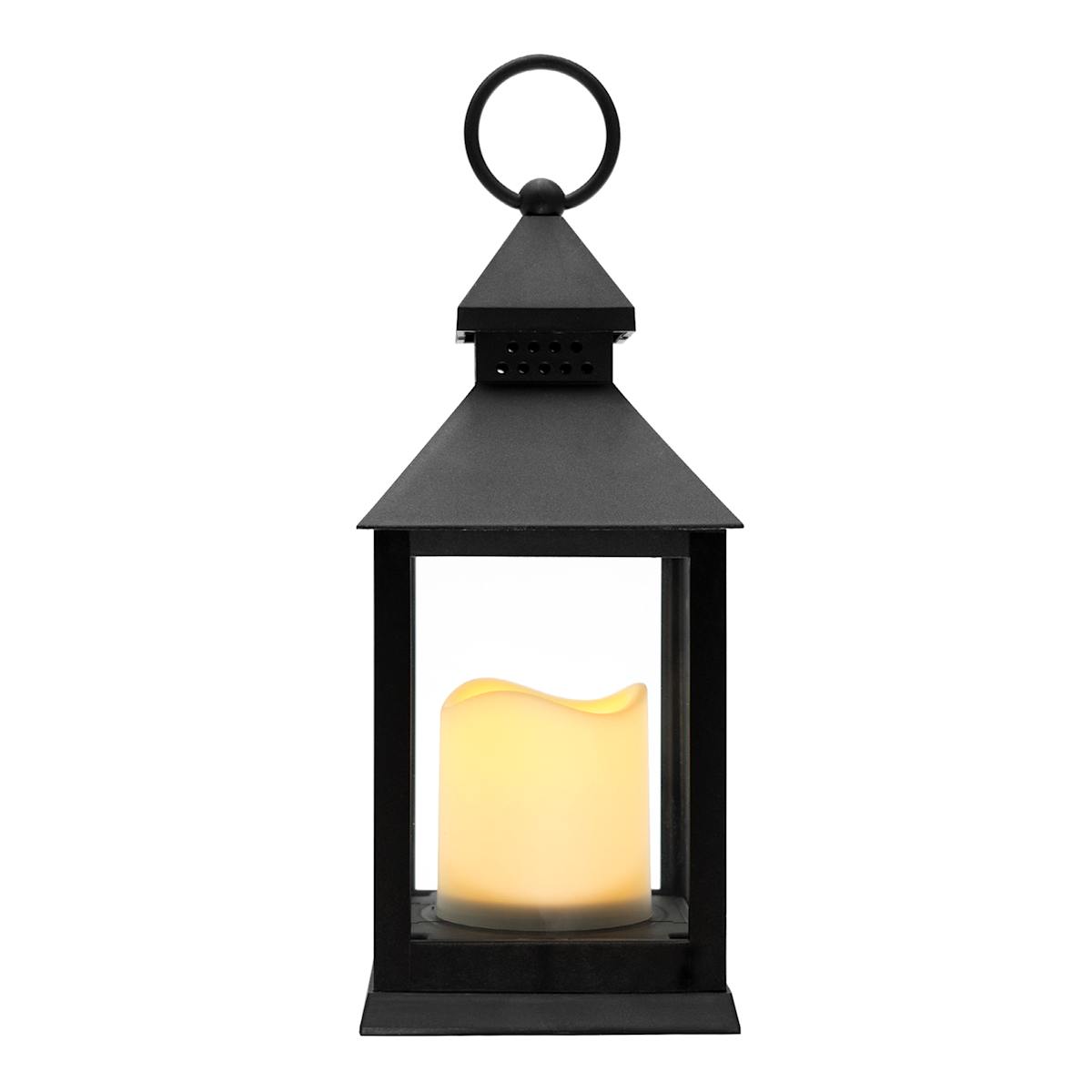 At Home Black LED Lantern 9.5"