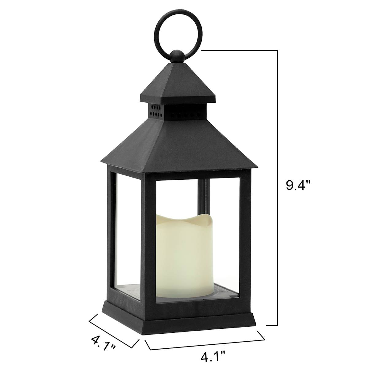 At Home Black LED Lantern 9.5"