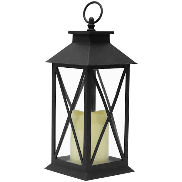 at home Black LED X-Frame Lantern 11"
