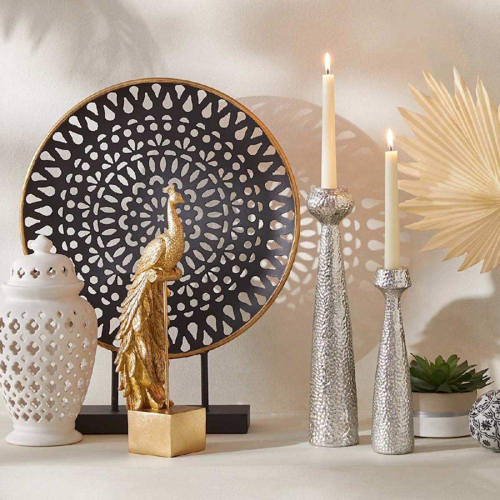 At Home Black Mandala Disk Sculpture 20"