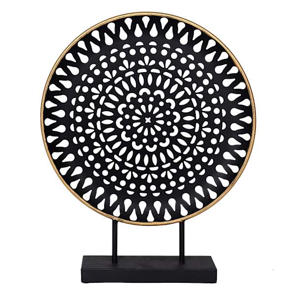 at home Black Mandala Disk Sculpture 20"