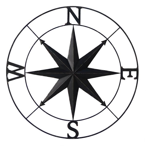 at home Black Metal Compass Wall Decor 42"