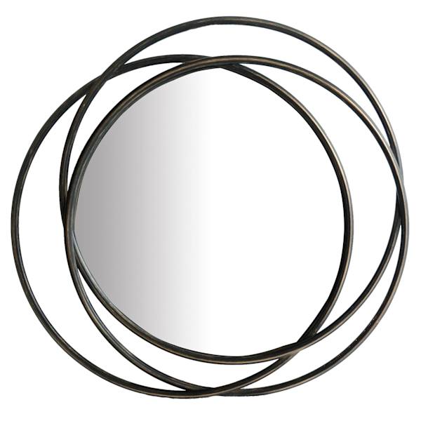 at home Black Metal Rings Wall Mirror 26x25