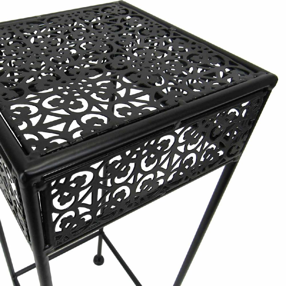 At Home Black Metal Square Plant Stand Large