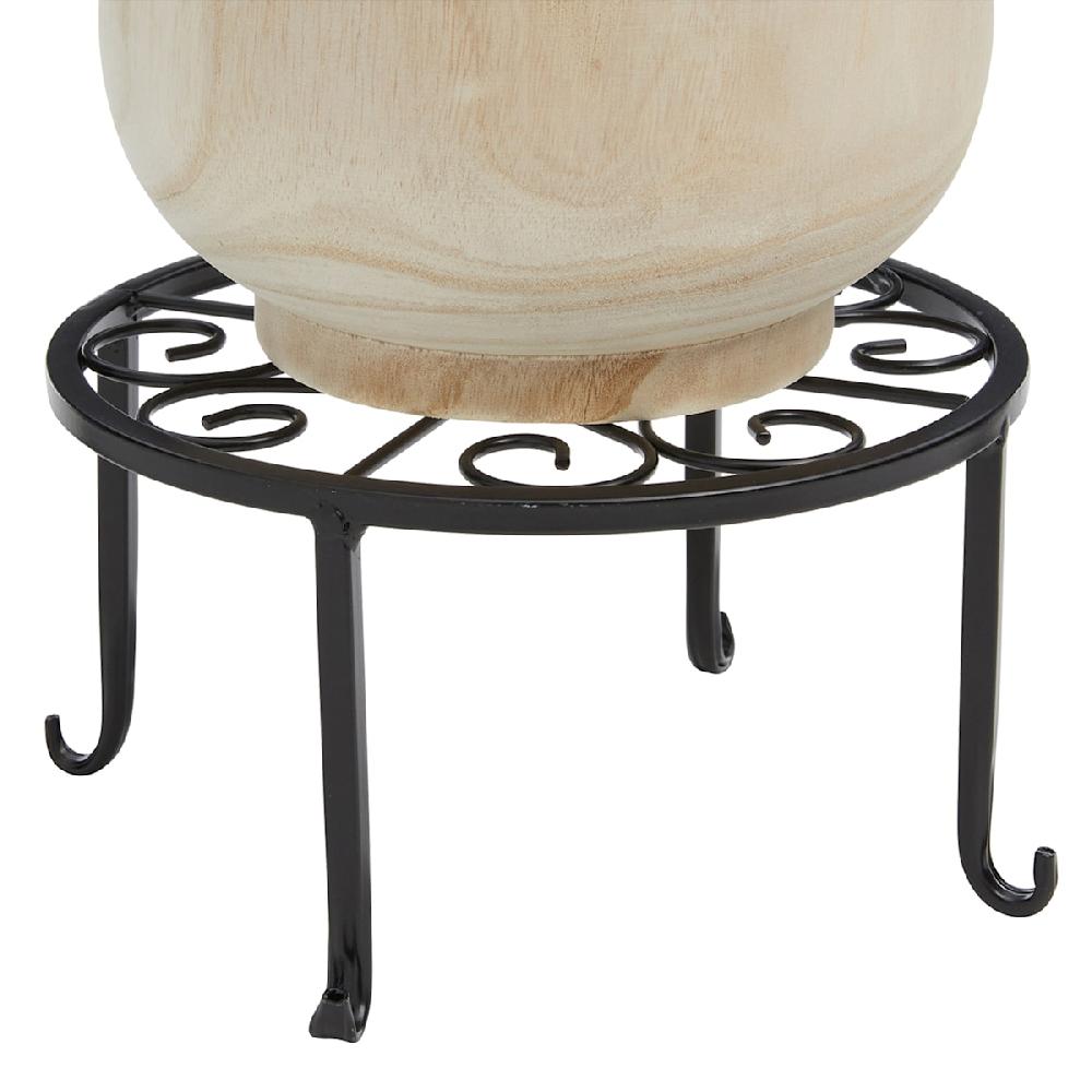 At Home Black Metal Star Plant Stand Small