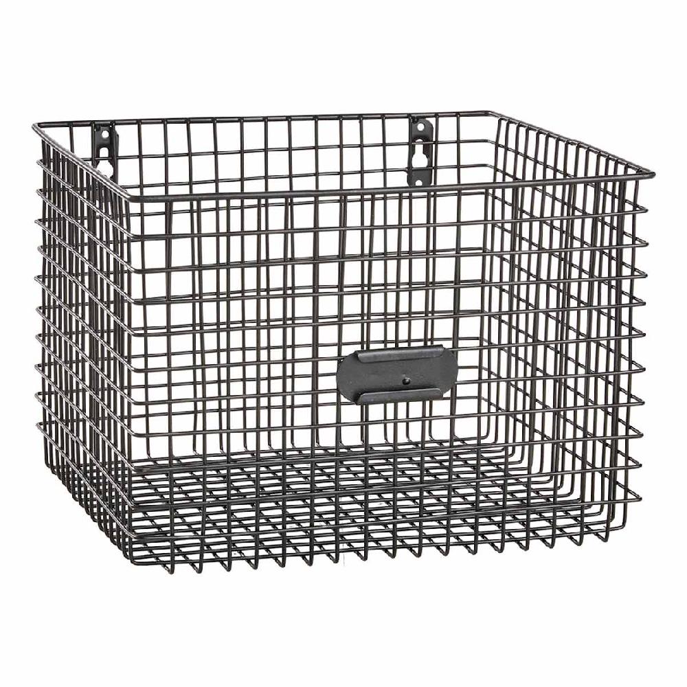 At Home Black Metal Wire Wall Basket Medium