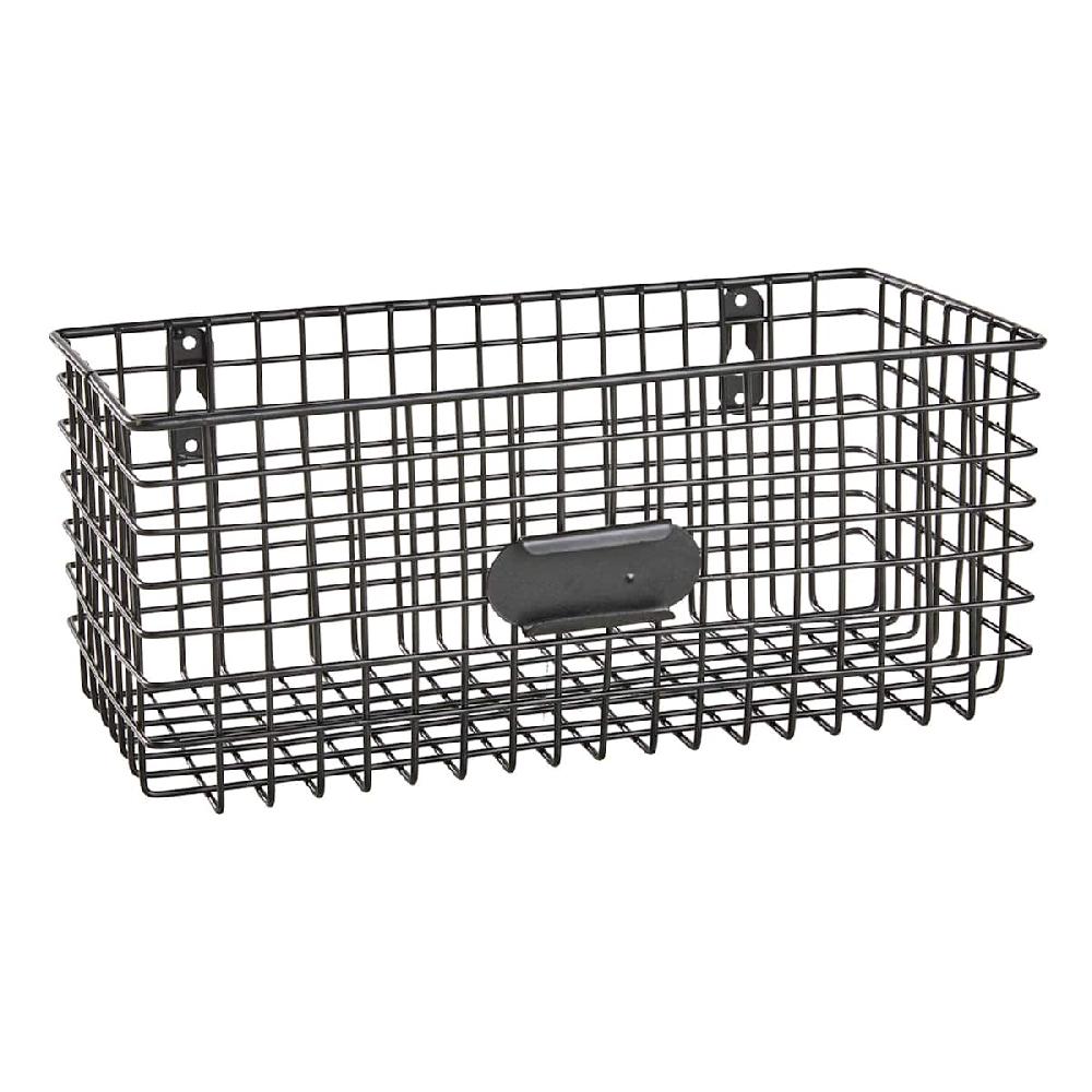 At Home Black Metal Wire Wall Basket Small