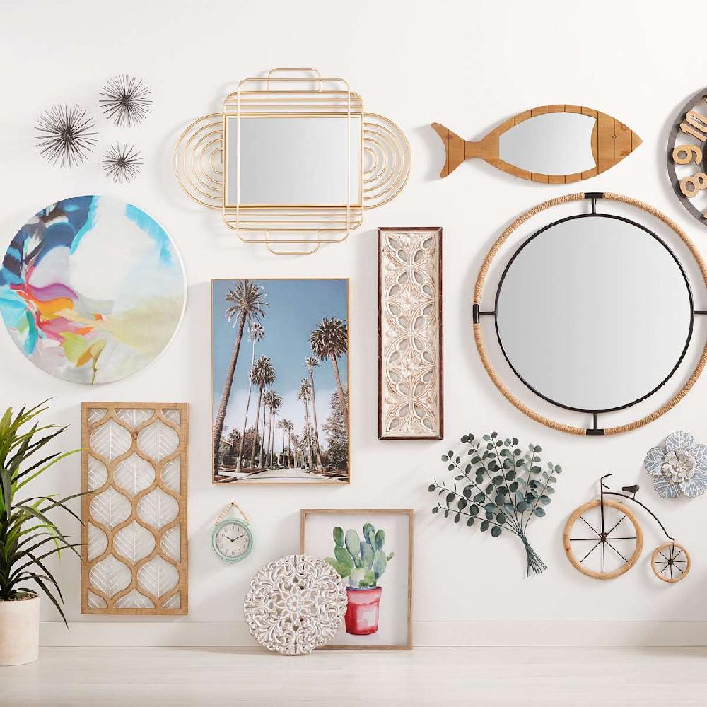 At Home Black Metal With Rope Round Wall Mirror 36"