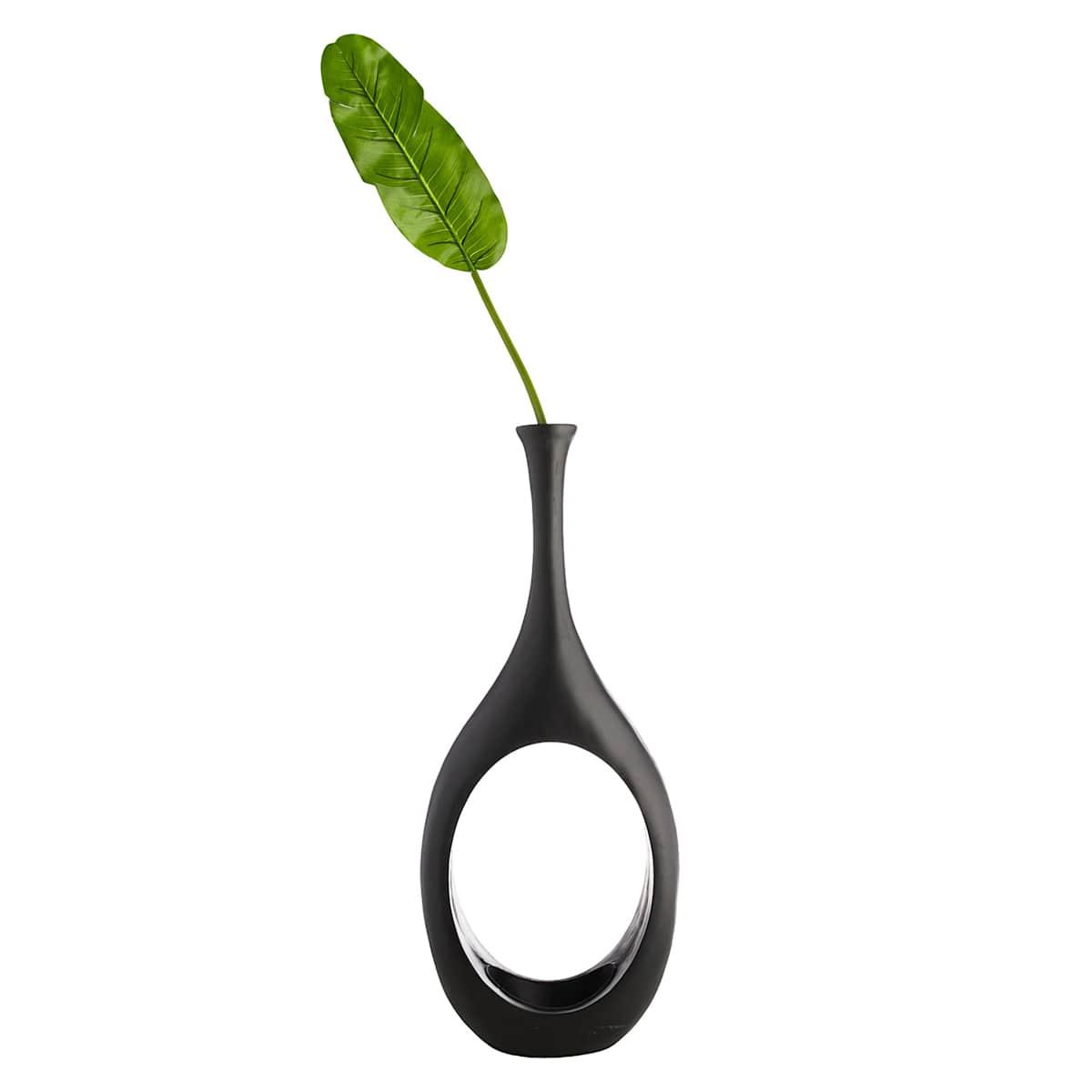 At Home Black Open Circle Floor Vase 48"