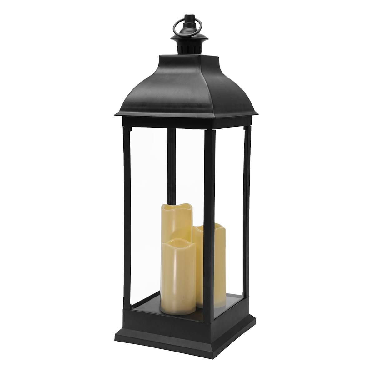 At Home Black Pre-Lit LED Floor Lantern 28"