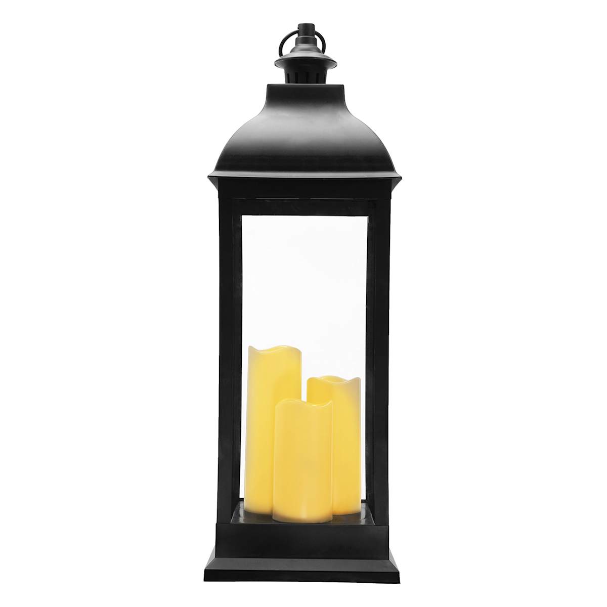 At Home Black Pre-Lit LED Floor Lantern 28"