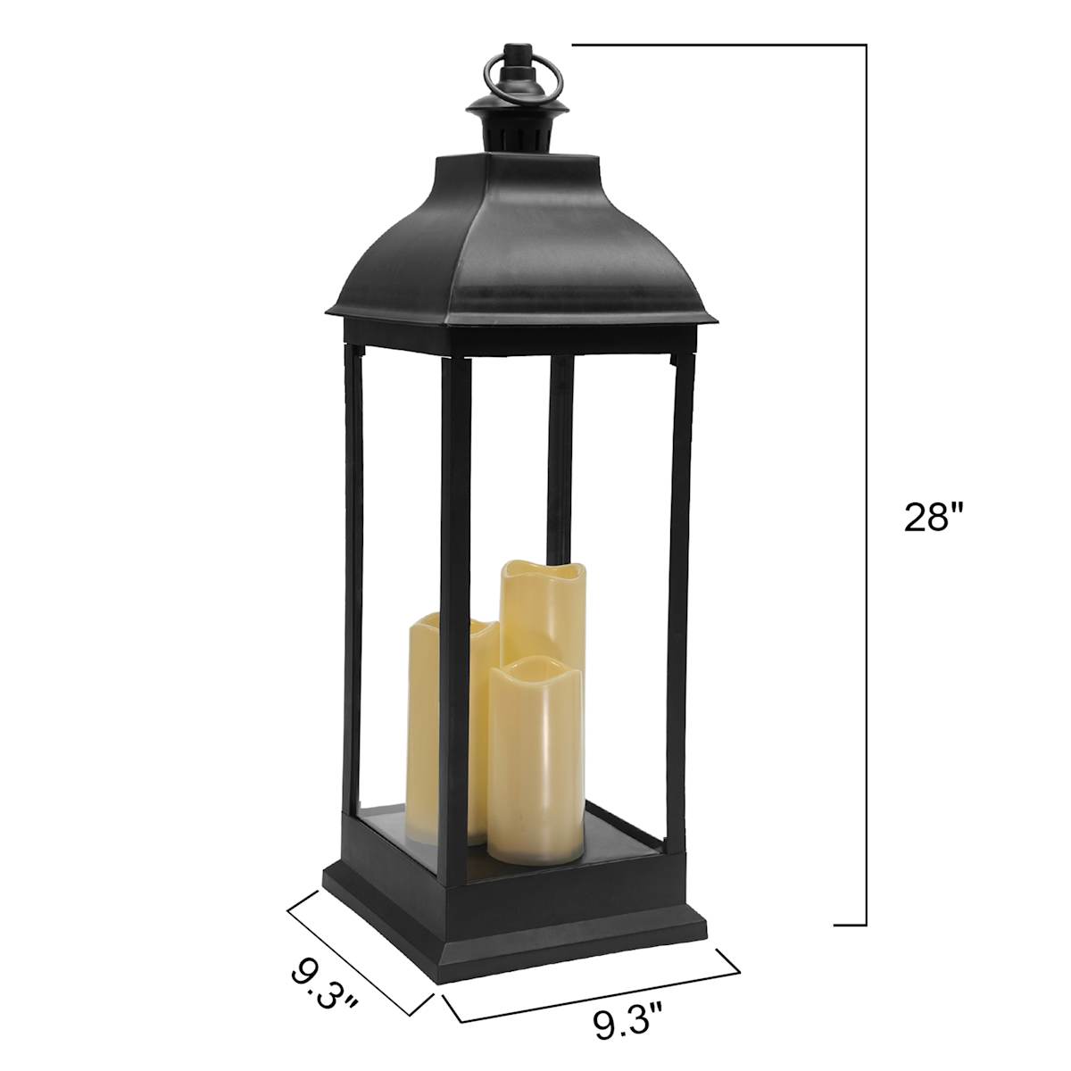At Home Black Pre-Lit LED Floor Lantern 28"