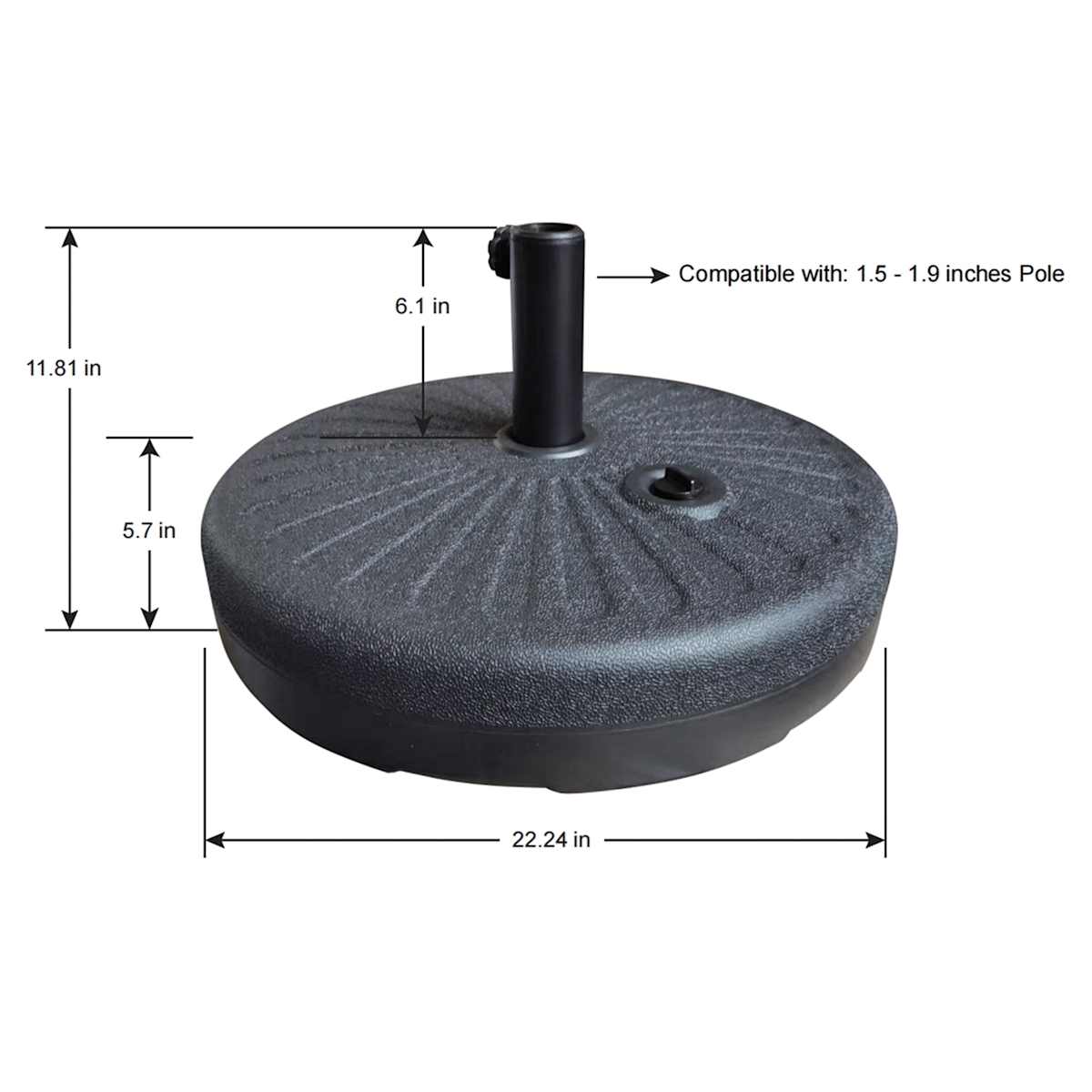 At Home Black Round Patio Umbrella Base 60lb