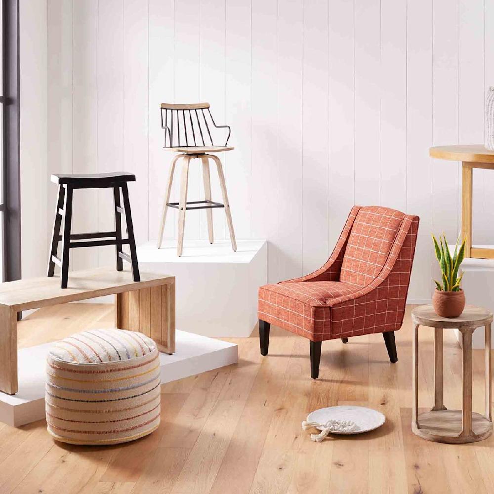 At Home Black Saddle Counter Stool 24"