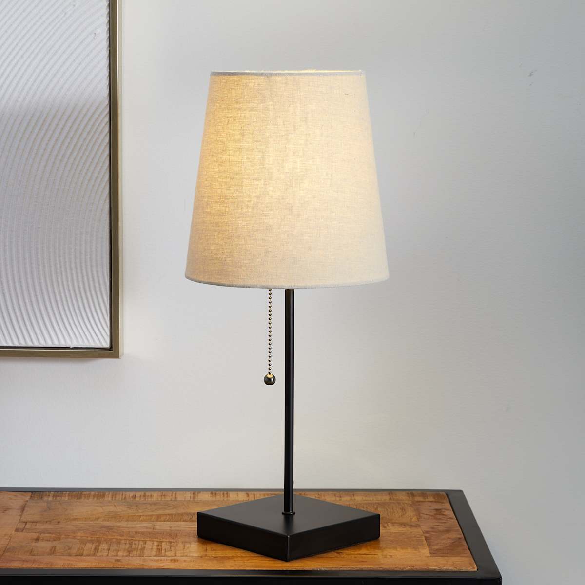 At Home Black Stick Small Table Lamp With Shade 18"
