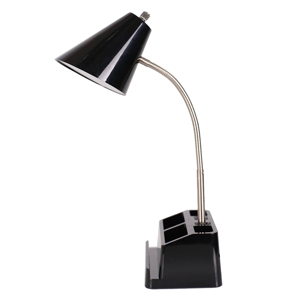 At Home Black Task Organizer Lamp 16"
