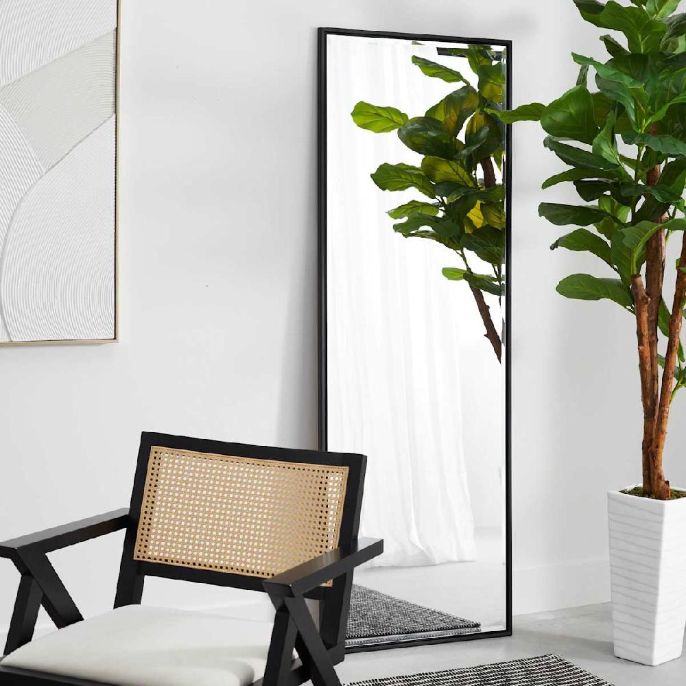 At Home Black Thin Framed Leaner Mirror 24x70