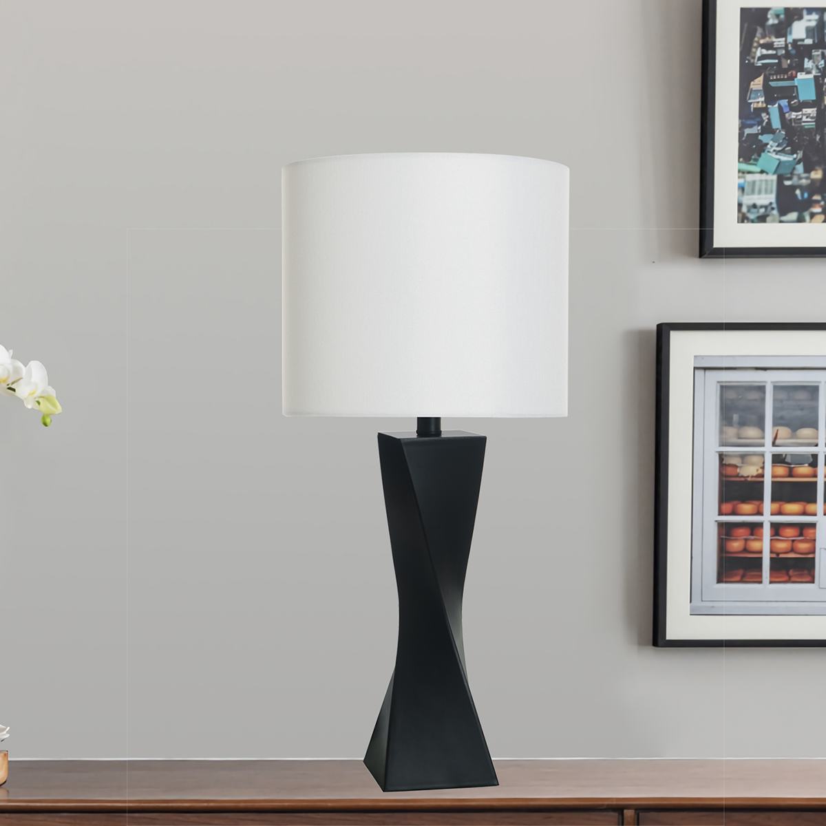 At Home Black Twist Medium Table Lamp 20"