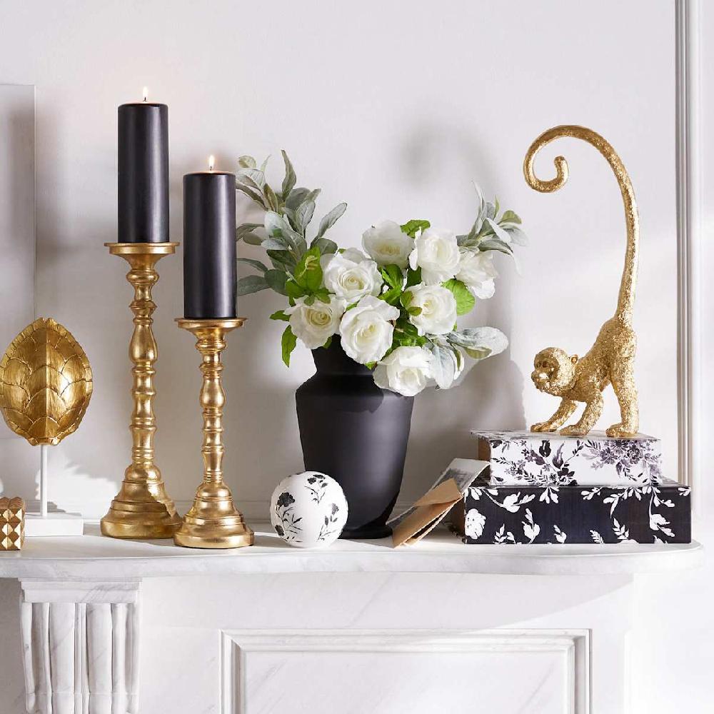 At Home Black Unscented Overdip Pillar Candle 3x8