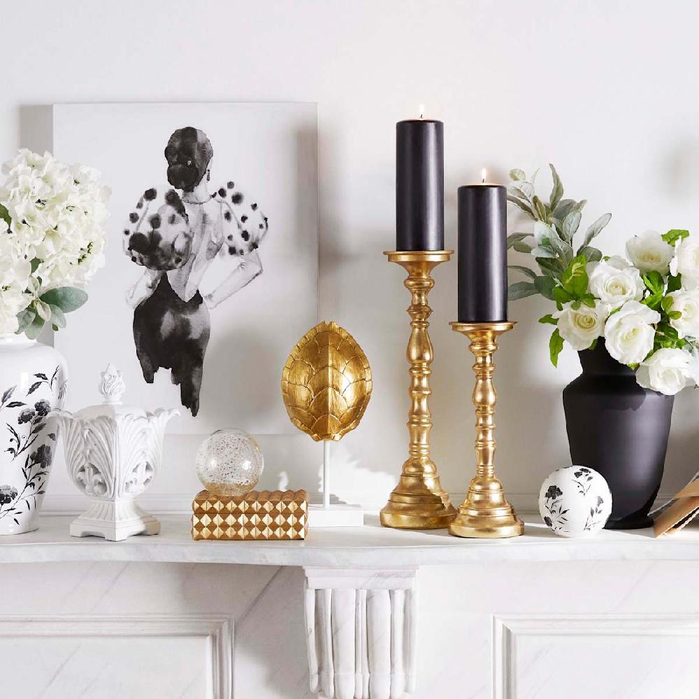 At Home Black Unscented Overdip Pillar Candle 3x8