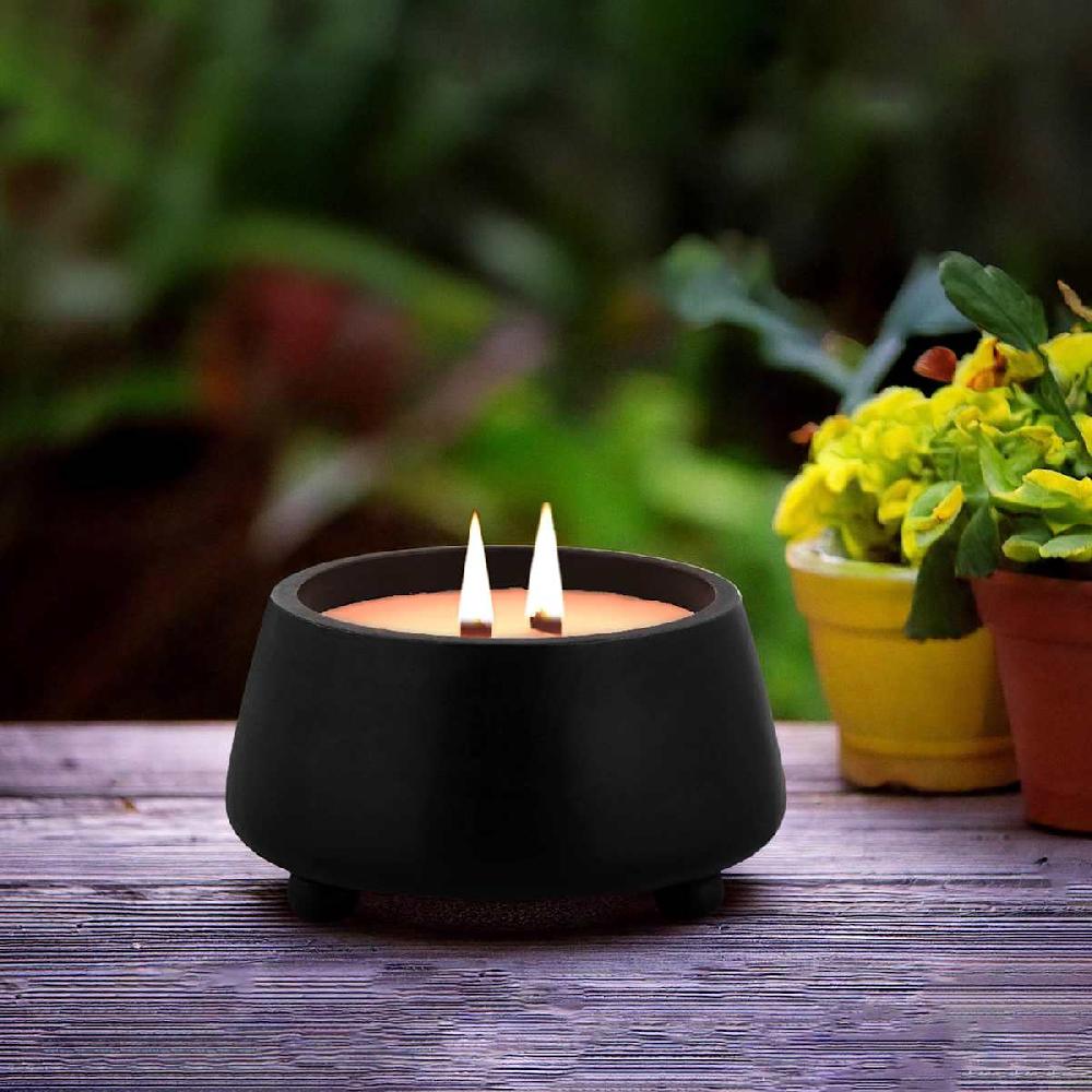 At Home Black Wood Wick Citronella Candle 12oz