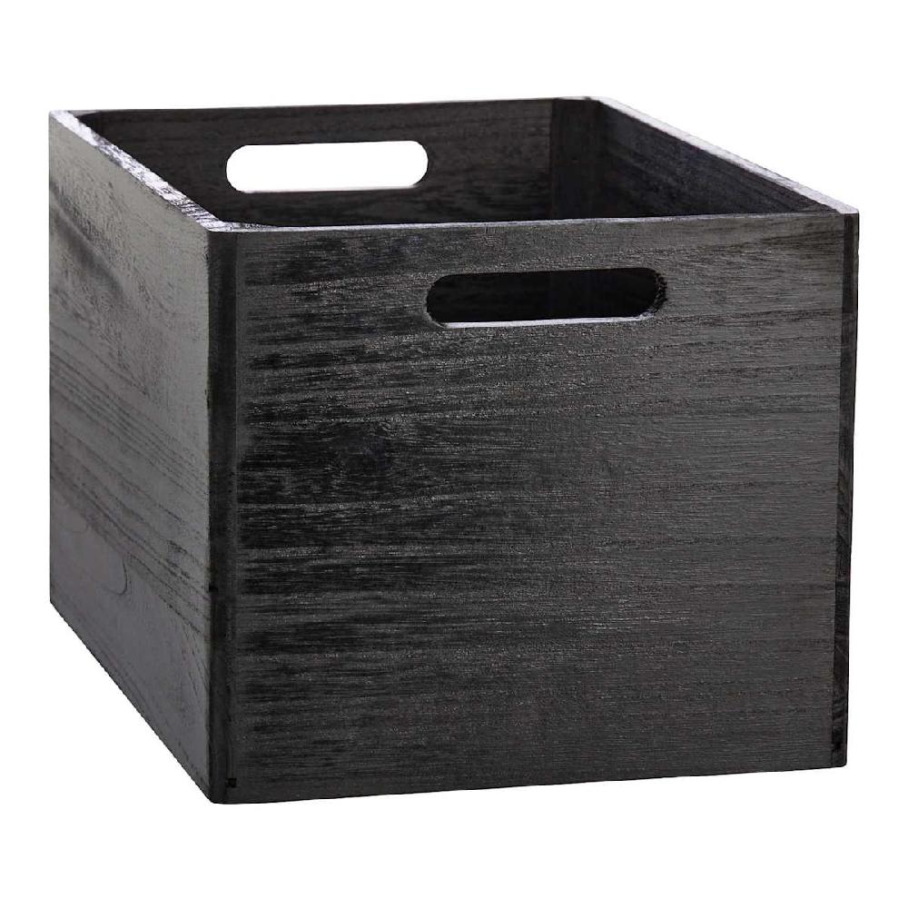At Home Black Wooden Storage Basket Set Medium