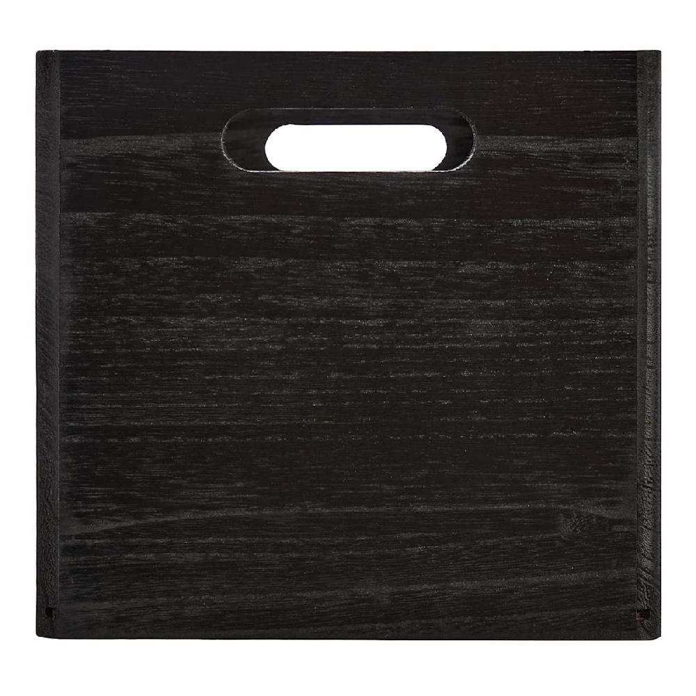 At Home Black Wooden Storage Basket Set Small