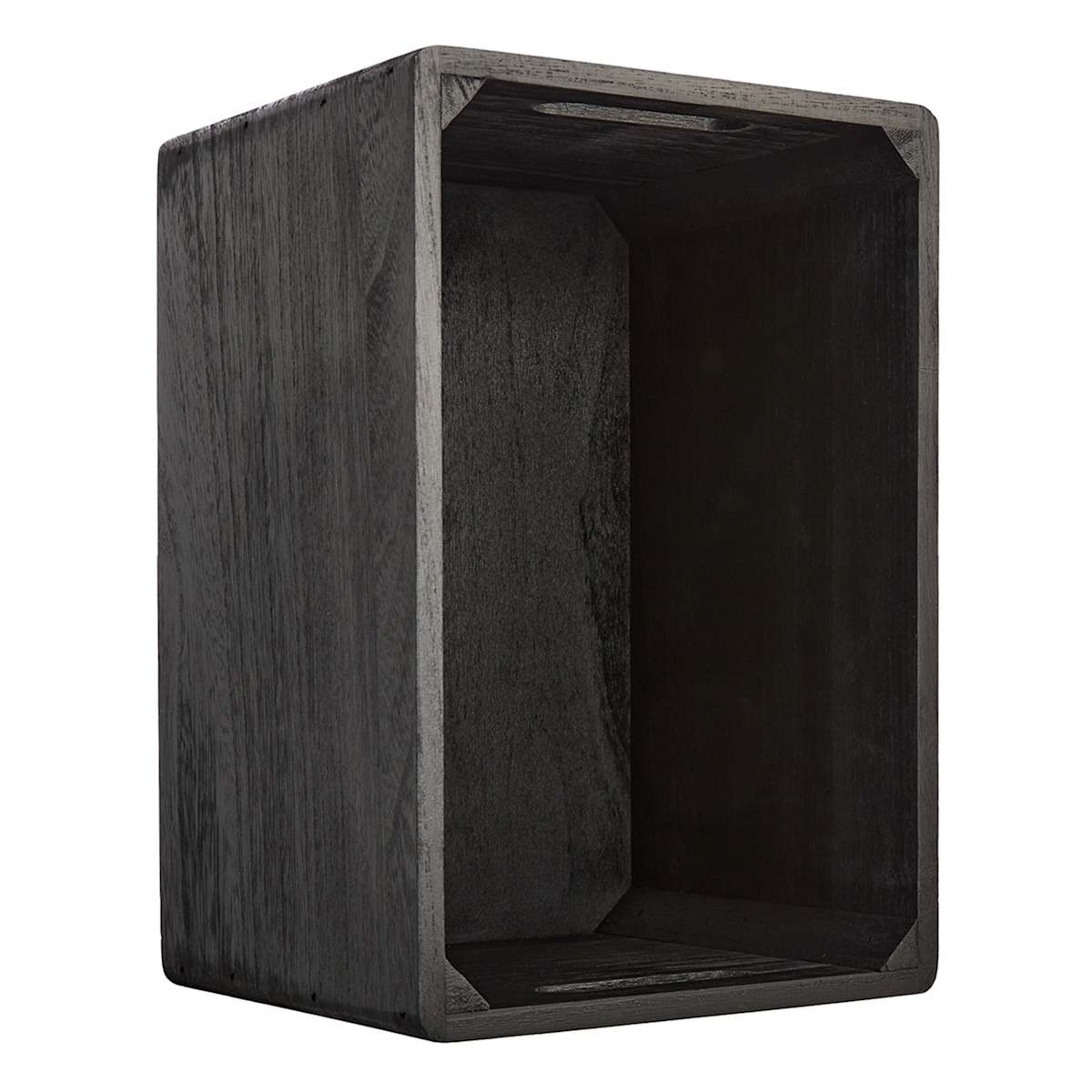 At Home Black Wooden Storage Basket Set Small