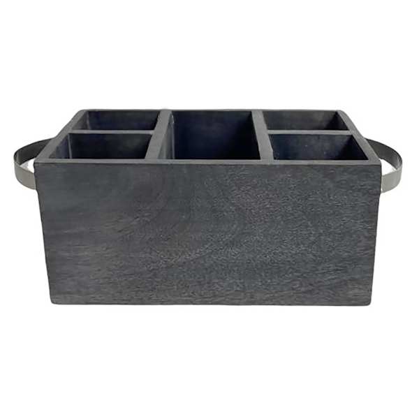 at home Black Wooden Utensil Caddy