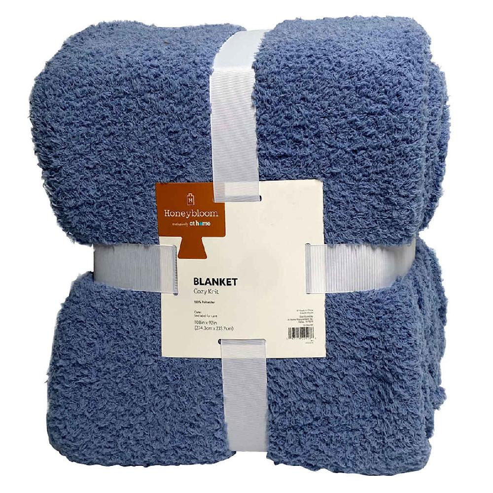 At Home Blue Cozy Knit Bed Blanket King