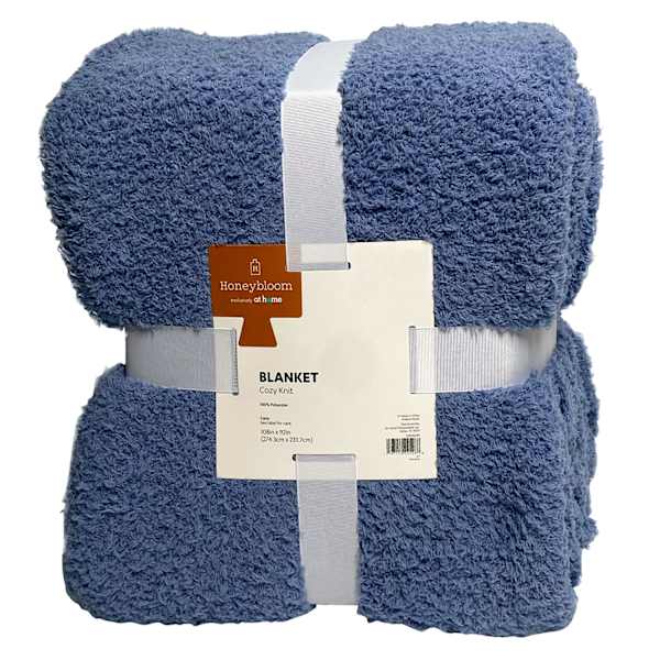 at home Blue Cozy Knit Bed Blanket King