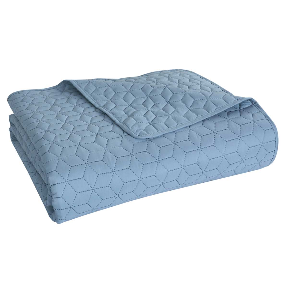 At Home Blue Geometric Pinsonic Quilt Full/Queen