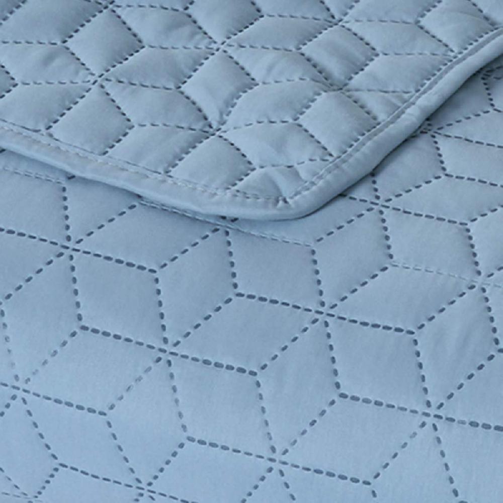 At Home Blue Geometric Pinsonic Quilt King