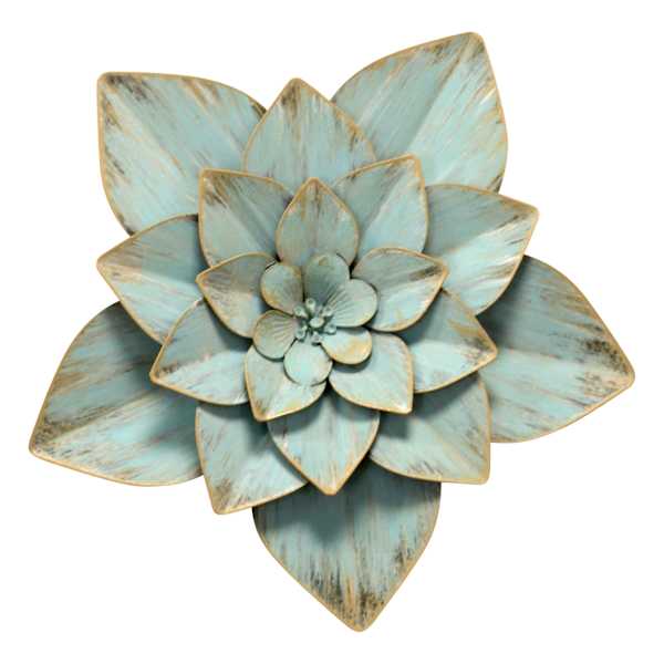 at home Blue Metal Flower Wall Art 7"